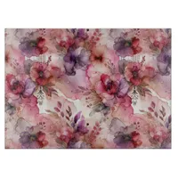 Pink and Purple Flowers Alcohol Ink Illustration Cutting Board