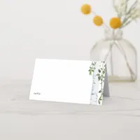 Simple Birch Tree Foliage Greenery Wedding Place Card