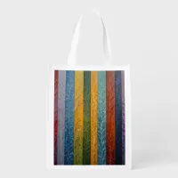 Beautiful multi colored ice crystal feathered  grocery bag