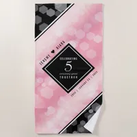 Elegant 5th Rose Quartz Wedding Anniversary Beach Towel