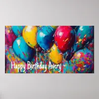 Personalized Birthday Banner | Colorful Balloons Poster