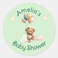 Sweet Little One on the Way Green Baby Shower Classic Round Sticker