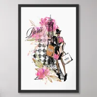 Paris Harlequin Shopping Girl  Framed Art