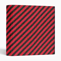 Thin Black and Red Diagonal Stripes 3 Ring Binder