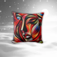 Abstract brightly colored |Throw Pillow