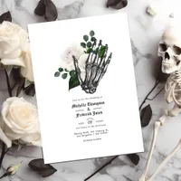 White Floral Gothic Wedding QR Code Invitation