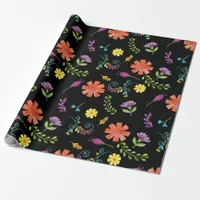 Colorful Watercolor Mexican Fiesta Flowers Wrapping Paper