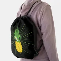 Yellow Tropical Pineapple      Drawstring Bag