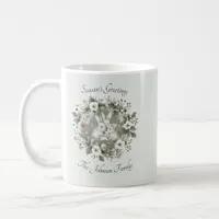 Cute Rabbits in a Floral Winter Wreath Coffee Mug