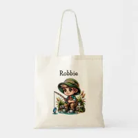 Little Boy Fishing Personalized Tote Bag