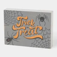 Trick or Treat Typography w/Spiders ID680 Wooden Box Sign