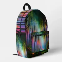 Dreamy Rainbow Colored Forest Trail Digital AI Art Printed Backpack