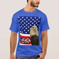 American Bald Eagle, Flag, USA Font T-Shirt - ZKOA