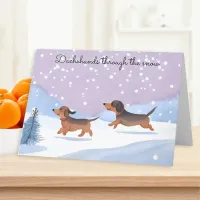 Dachshunds Through The Snow Sausage Dog Christmas Holiday Card