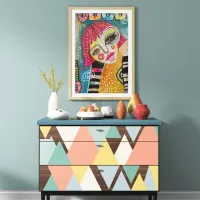 Original Art Colorful Abstract Whimsical Pink Girl Poster