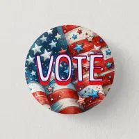 Small Red, White and Blue Patriotic Vote  Button