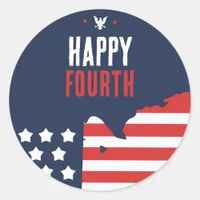 Patriotic USA Map 4th of July  Classic Round Sticker