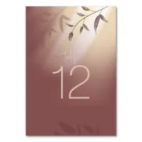 Shadow Leaf Wedding Vert. Copper Rose ID947  Table Number