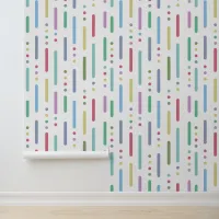 Modern pastel stripes and dots wallpaper