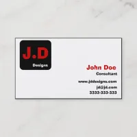 Customizable Black and Red Monogram Business Cards