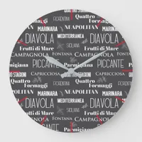 Pizzeria Trattoria Italian Pizza Names Restaurant Large Clock