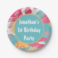 Colorful Abstract Personalized Paper Plates