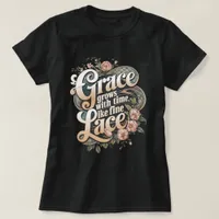 Graceful Vintage T-Shirt: Lace and Flower Design T-Shirt