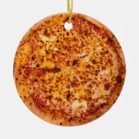 Merry Crustmas Deep Dish Cheese Pepperoni Pizza Ceramic Ornament