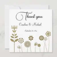 Elegant Timeless Soft Gold Floral Minimalism Thank You Card