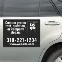 Large White Logo on Black Magnetic Vehicle Ad Sign