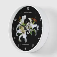 Elegant Casablanca White Oriental Lilies Wall Clock