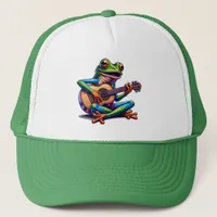 Cute Frog Playing a Guitar Trucker Hat