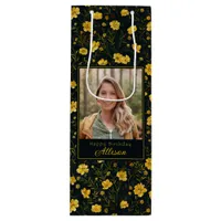 Elegant Yellow Buttercup Flower Photo Birthday Wine Gift Bag