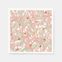 Vintage Coral Branches with Seashells Pattern Napkins