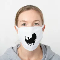 Silhouette of Turkeys White Cotton Face Mask