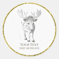 *~* AP49 Cute  Cartoon Rustic Baby MooseSticker Classic Round Sticker