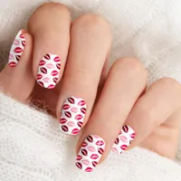 Multi Pink Lip Print Minx Nail Art