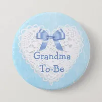 Blue Lacy Grandma-To-Be Baby Shower Button