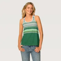 Tank Top - Crochet Stripes in Green