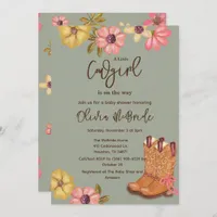 Boho Cowgirl Flowers Boots Western Baby Shower Invitation