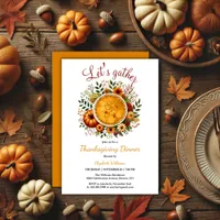 Rustic Feast Let's Gather Thanksgiving Dinner  Invitation