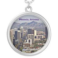 Downtown View of Phoenix, Arizona Silver Plated Necklace