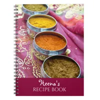 Indian Restaurant Spices and Pink Sari Recipe Notebook