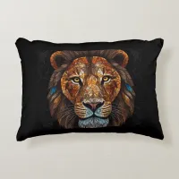 Lions head with mosaic stained glass effect accent pillow