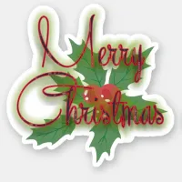 Merry Christmas Elegant Script & Greenery Sticker