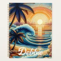 Mosaic Ai Art | Ocean Sunset and Palm Trees Planner