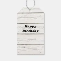 Rustic White Wood Stylish Happy Birthday Gift Tags