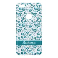 Teal Turquoise Tropical Girly Flowers Monogram Uncommon Google Pixel Case