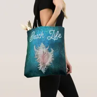 Conch Shell "Beach Life" Tote Bag