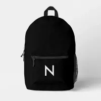 Minimalist Black White Modern Simple Monogrammed Printed Backpack